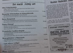 Prices in Berlin for food in restaurants, main courses